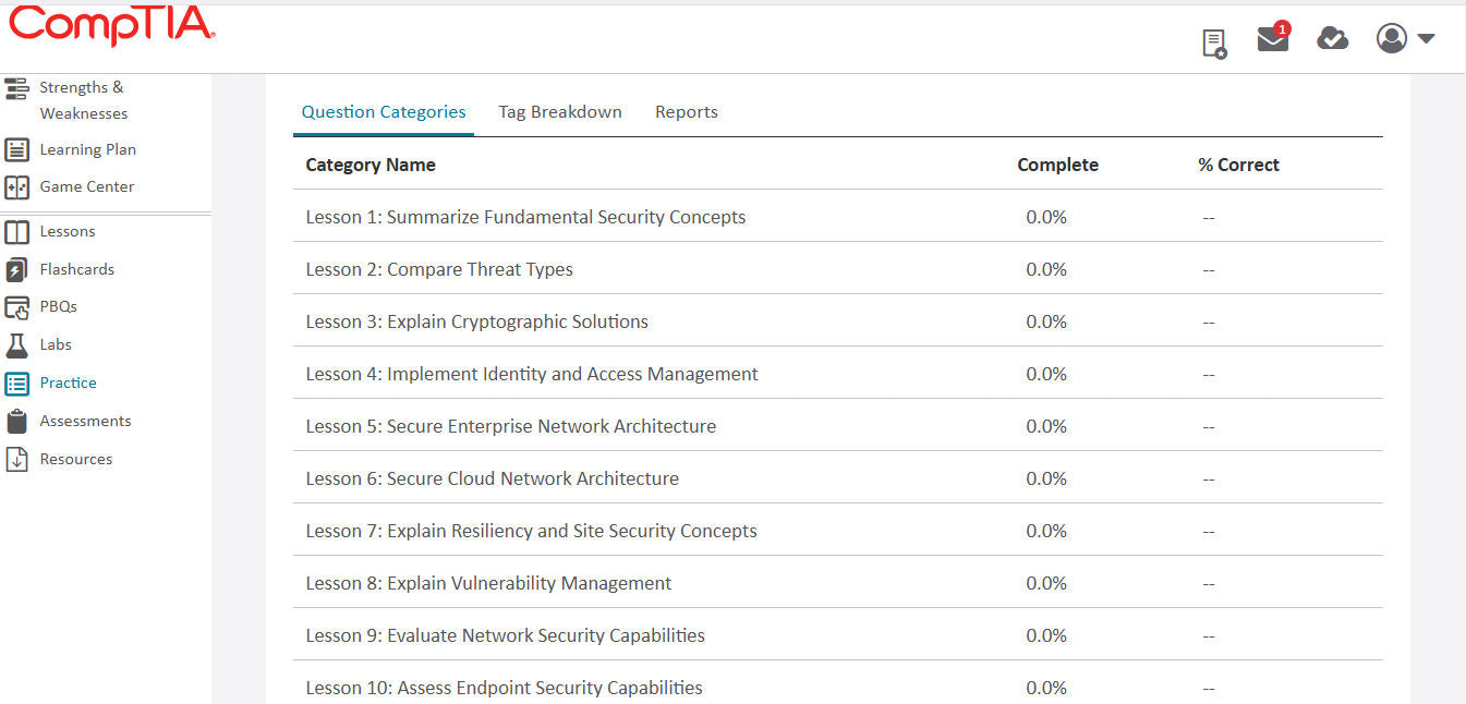 CompTIA Security+ CertMaster Learn + Labs (SY0-701) (3か月)