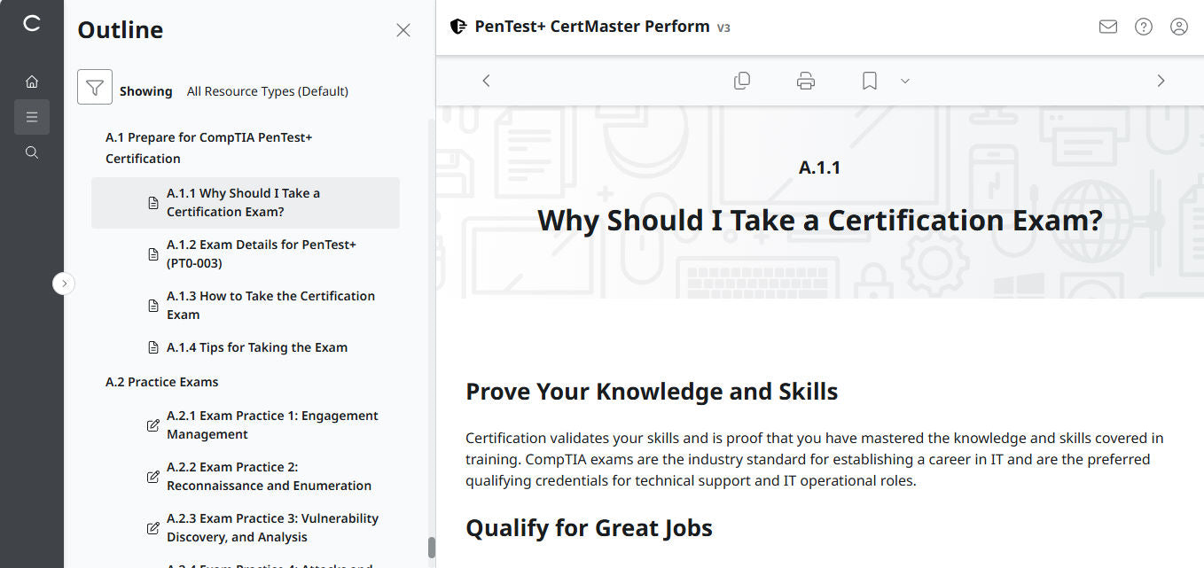 CertMaster Perform for CompTIA PenTest+ PT0-003 (V3) - 3ヶ月アクセス