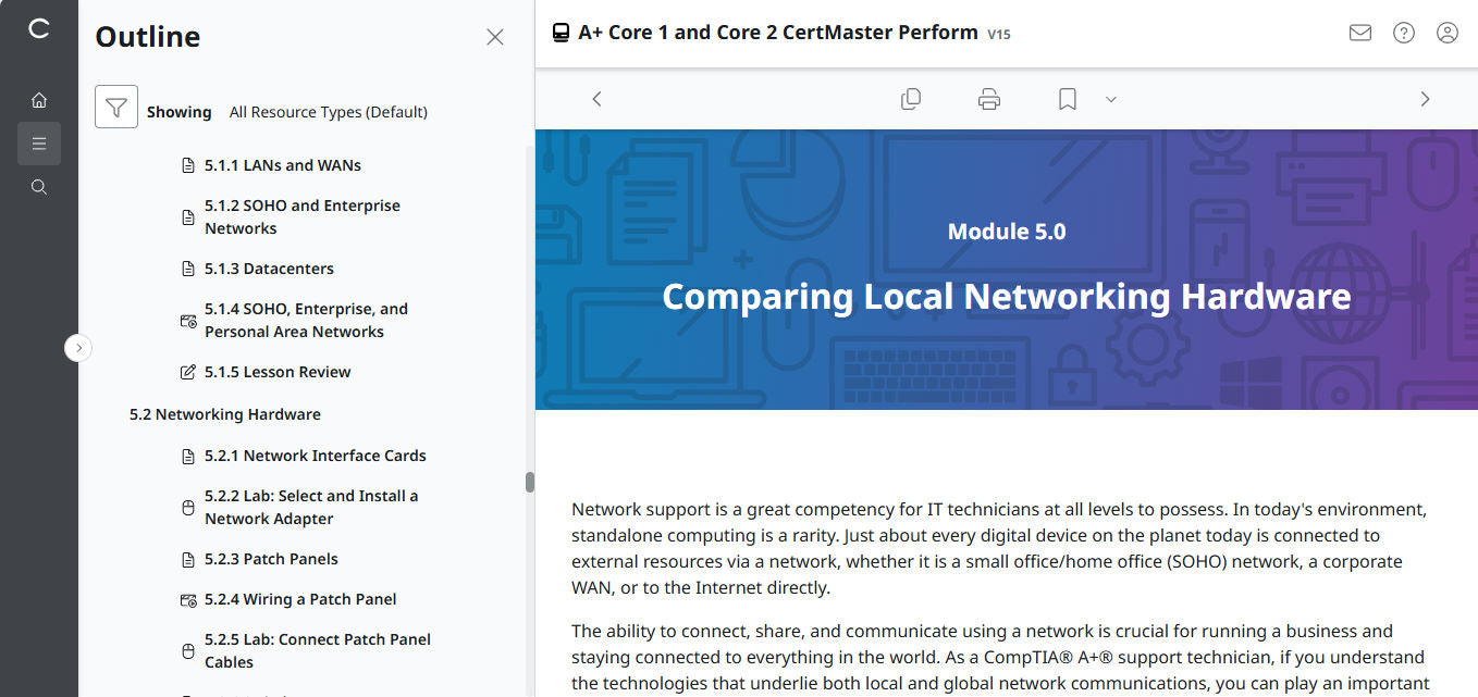CertMaster Perform สำหรับ CompTIA A+ Core 1 & 2 (V15) (เข้าถึงได้ 4 เดือน)