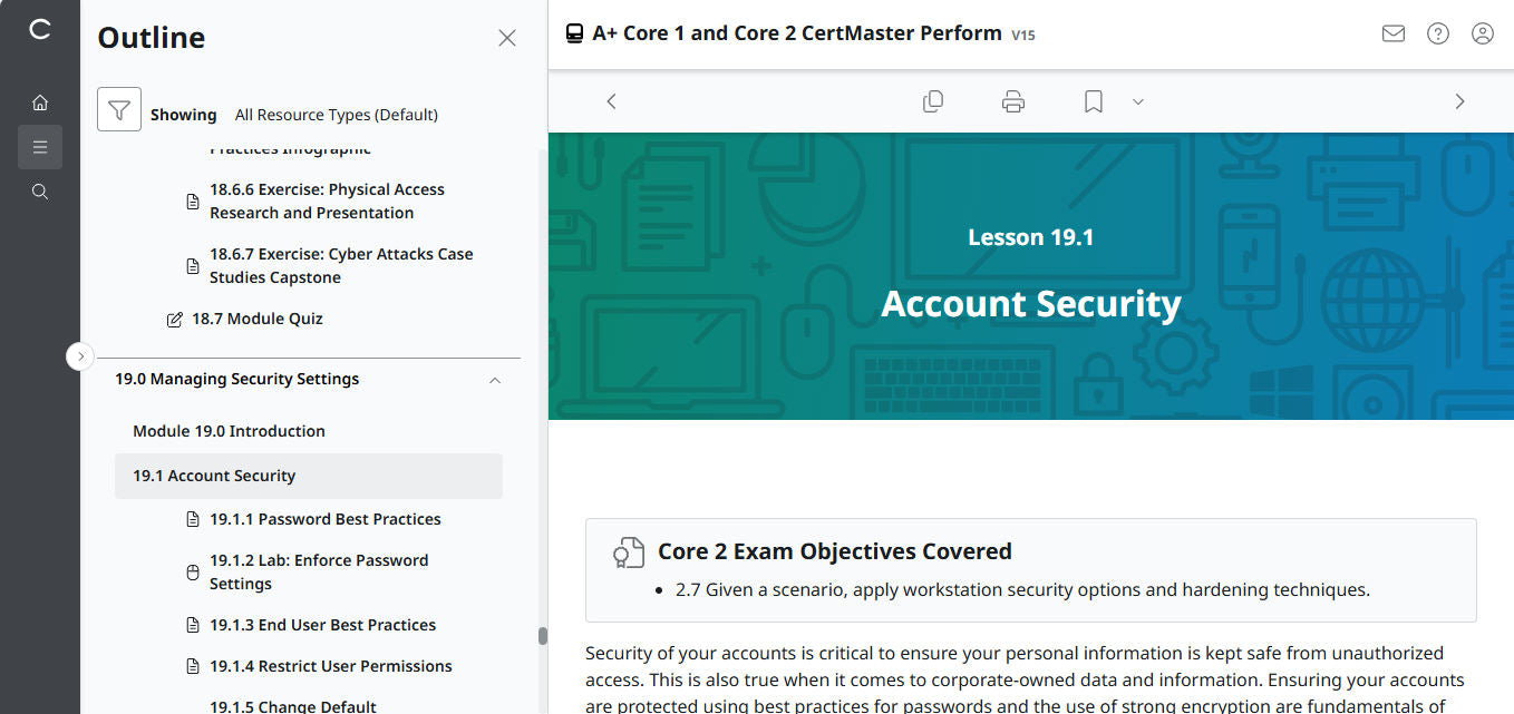 CertMaster Perform สำหรับ CompTIA A+ Core 1 & 2 (V15) (เข้าถึงได้ 4 เดือน)
