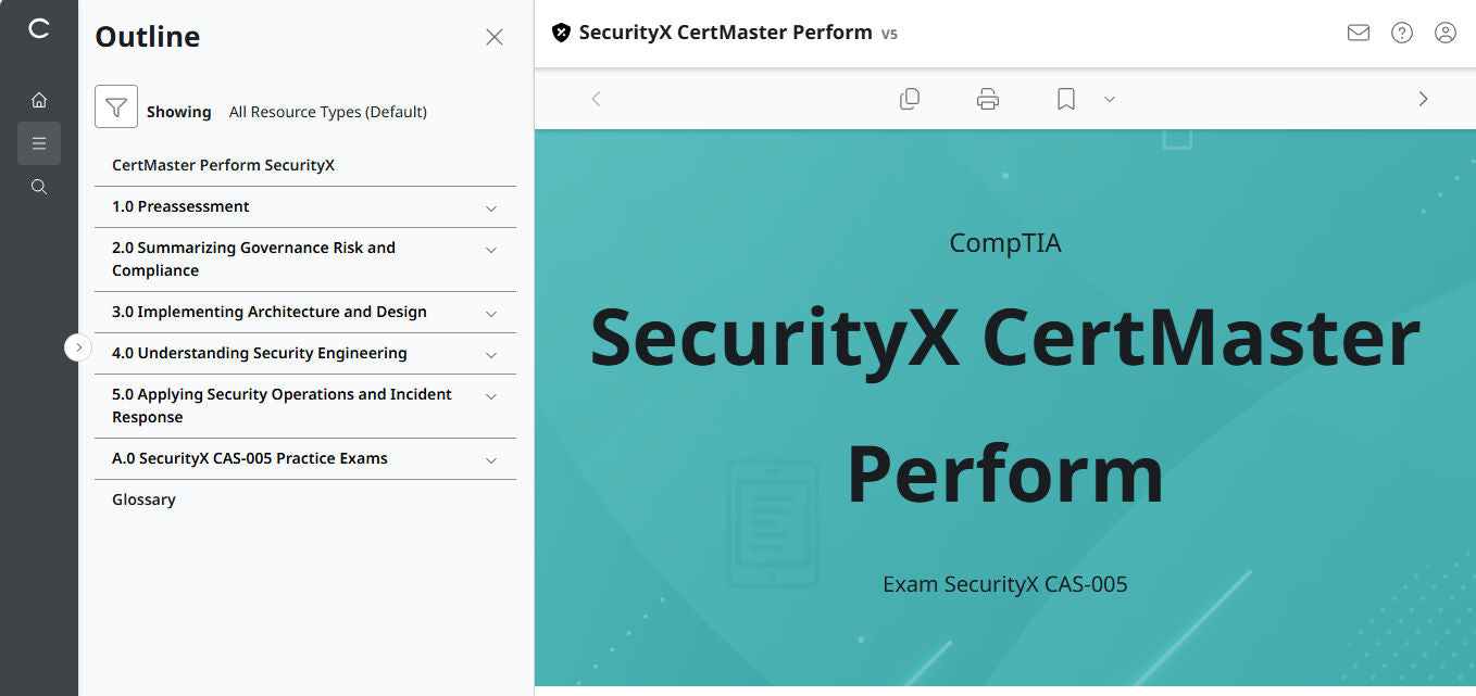 CompTIA CertMaster Perform – SecurityX CASP+ CAS-005 - 3ヶ月アクセス