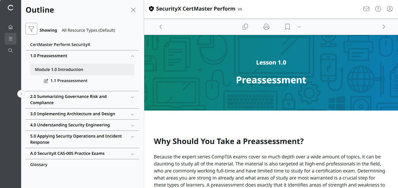 CompTIA CertMaster Perform – SecurityX CASP+ CAS-005 - 3ヶ月アクセス