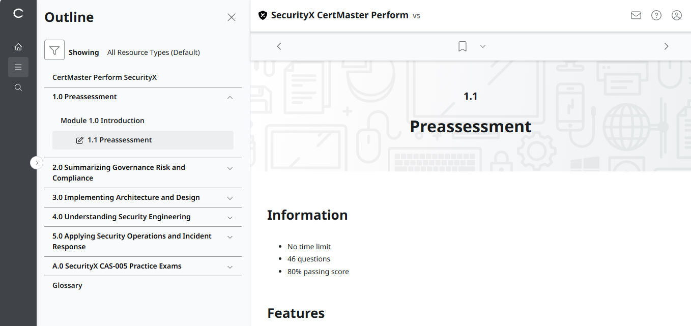 CompTIA CertMaster Perform – SecurityX CASP+ CAS-005 - 3ヶ月アクセス