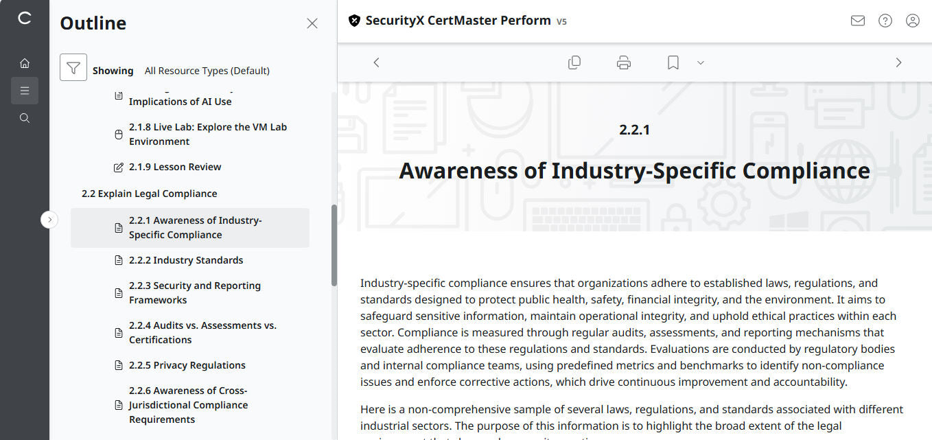 CompTIA CertMaster Perform – SecurityX CASP+ CAS-005 - 3ヶ月アクセス