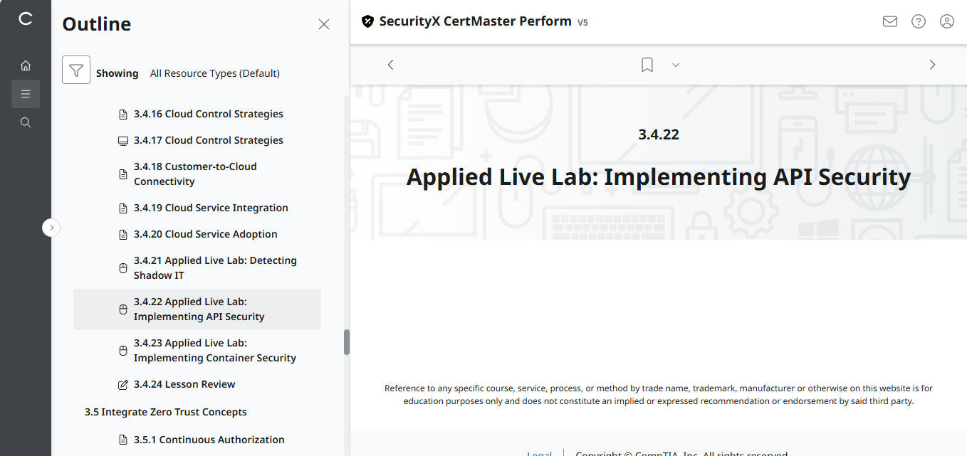 CompTIA CertMaster Perform – SecurityX CASP+ CAS-005 - 3ヶ月アクセス