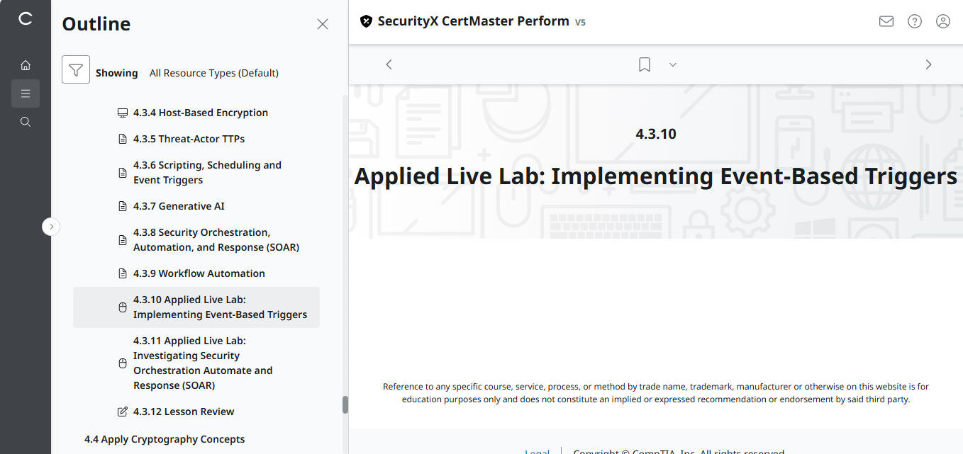 CompTIA CertMaster Perform – SecurityX CASP+ CAS-005 - 3ヶ月アクセス