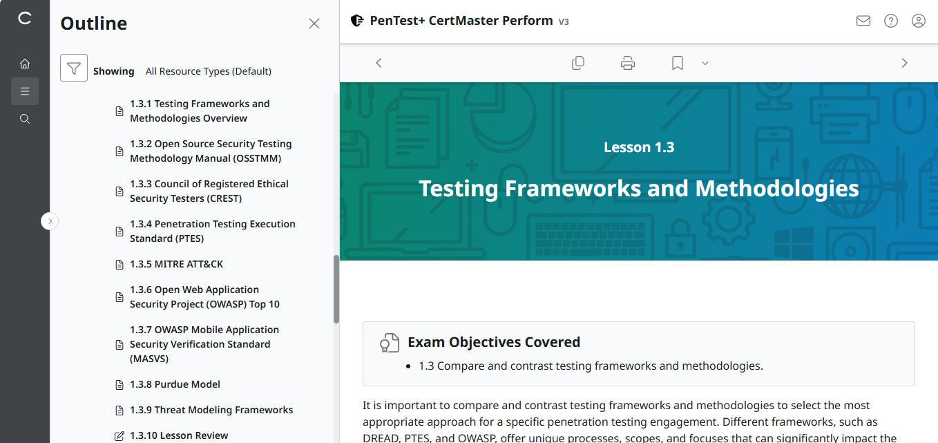 CertMaster Perform for CompTIA PenTest+ PT0-003 (V3) - 3ヶ月アクセス
