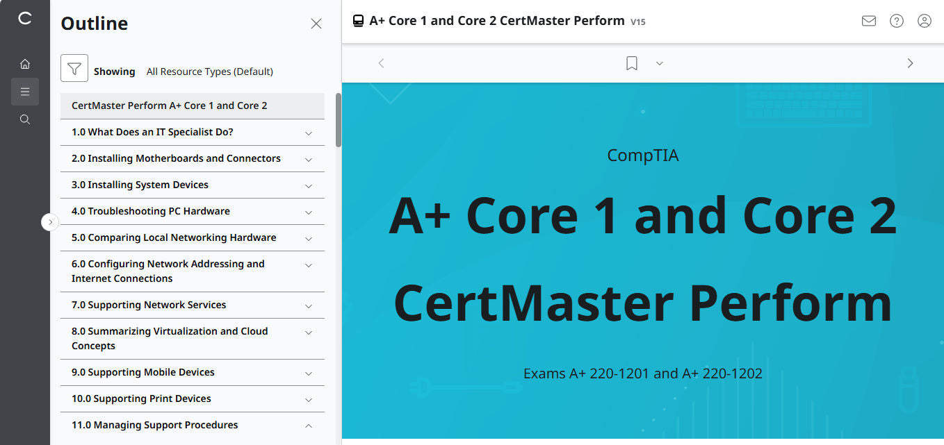 CompTIA A+ Core 1 &amp; 2 CertMaster Perform (V15) (4ヶ月アクセス)