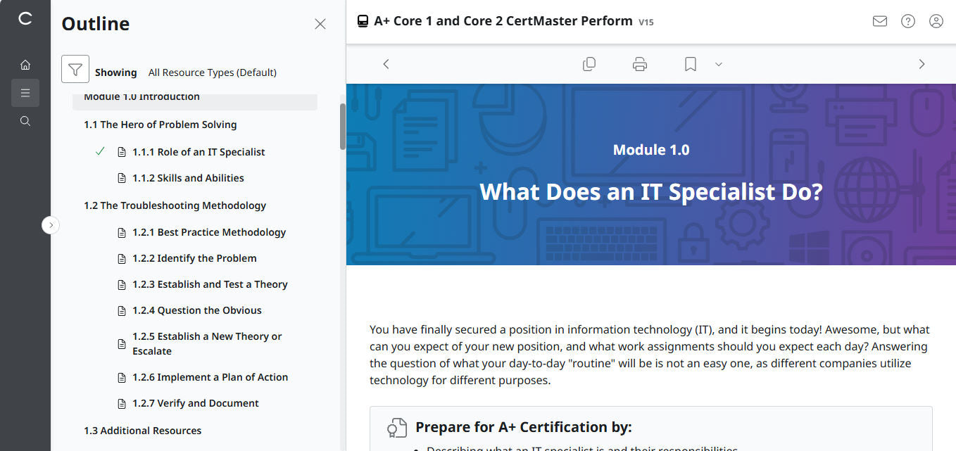 CompTIA A+ Core 1 &amp; 2 CertMaster Perform (V15) (4ヶ月アクセス)