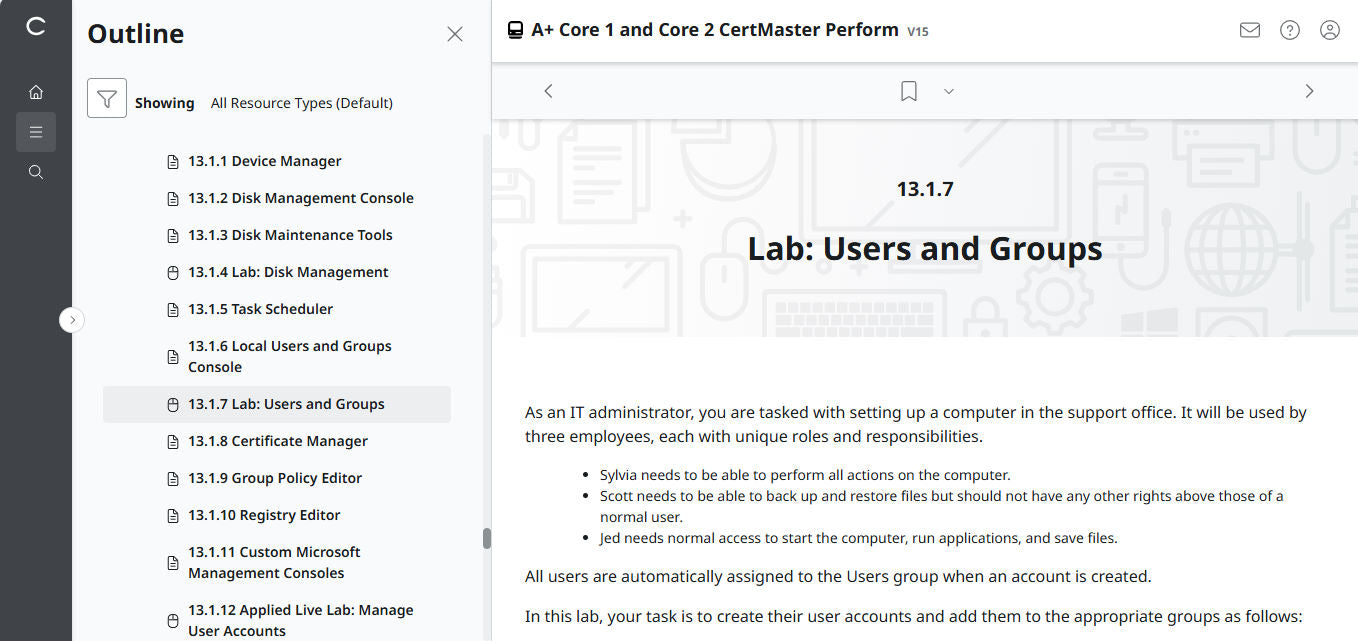 CompTIA A+ Core 1 &amp; 2 CertMaster Perform (V15) (4ヶ月アクセス)