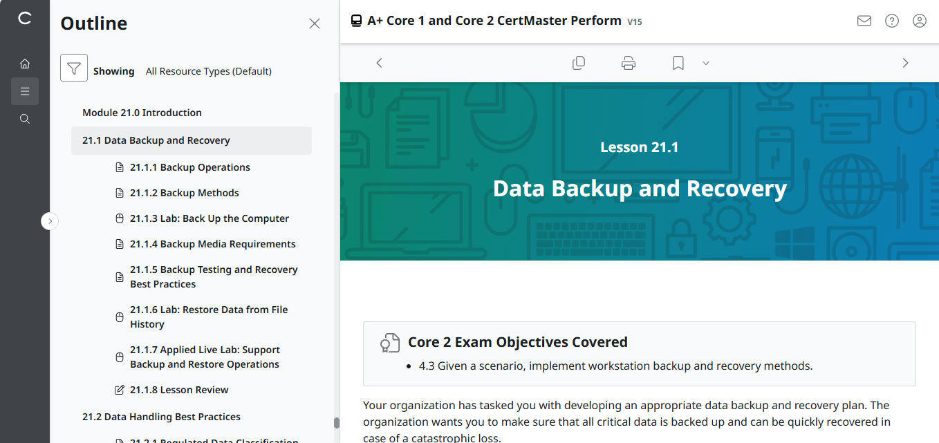 CompTIA A+ Core 1 &amp; 2 CertMaster Perform (V15) (4ヶ月アクセス)