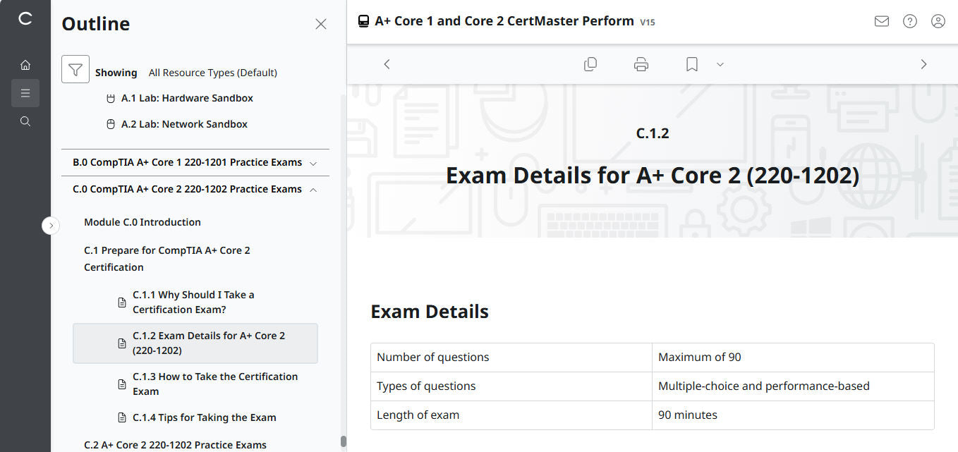 CompTIA A+ Core 1 &amp; 2 CertMaster Perform (V15) (4ヶ月アクセス)